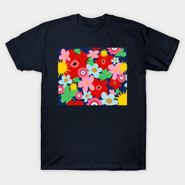 Happy Colourful Petals T-Shirt by halideO